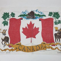 Vintage 1960s Kitchen Towel Canada 24x16 Inch Multicolor by Magenta - £12.83 GBP