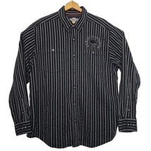 Harley Davidson Men&#39;s XL Button Down L/S Shirt - Black &amp; Gray Striped - £25.54 GBP