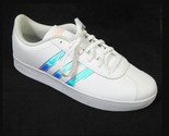 Adidas  VL Court 2.0 White iridescent Stripe Sneaker Shoe 7  Big Kid Wom... - $29.69