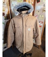 Vtg Carhartt Duck Jacket With Hood Union Made USA Brown CQ196 Size 48 Ta... - £27.52 GBP