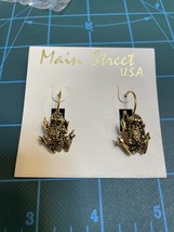 Frog Earrings Gold Tone USA Made - £9.49 GBP