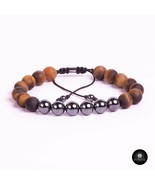 Kavak Handmade Men&#39;s Bracelet Genuine Tiger eye stone  Acerina beads - £19.61 GBP