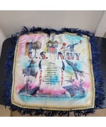 VTG US Navy Souvenir Sister Sweetheart Pillow Cover Silk with Fringe WW2 - $346.77 MXN