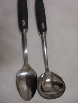 Serving Spoon and Ladle - Stainless Steel with Rubberized Handle - £9.89 GBP