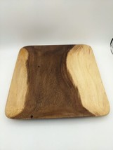 Vintage Wood Serving TRAY PLATTER Square 12&quot; Shallow Made In Phillipines Signed - £13.97 GBP