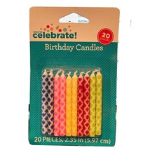 Birthday Cake Topper Multi Colored Diamond Pattern Candles 20 Per Packag... - $3.25