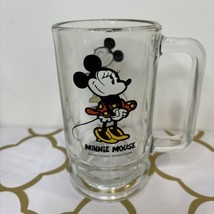 Vintage Walt Disney Minnie Mouse Clear Glass Mug Tankard 5.5” - $11.65