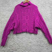 Free People Sweater Womens Medium Pink Cable Knit Chunky Oversized READ - $39.55