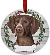 German Shorthaired Pointer Dog Wreath Ornament Personalizable Christmas Holiday - £11.46 GBP
