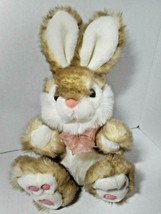 DanDee Collectors Choice Plush Bunny Easter Tan White Pink Bow Ears UP 12 INCHES - £17.45 GBP