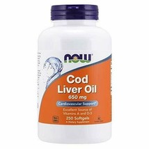 NOW Supplements, Cod Liver Oil 650 mg, Excellent Source of Vitamins A and D-3... - £16.34 GBP