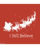 Christmas Sweatshirt S Small I Still Believe Red Santa Reindeer Unisex NWT - $34.53 CAD