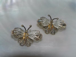 Vintage Lot of 2 Lacey Spun 800 Silver Moth BUTTERFLY w White Enamel Hat Lapel  - £10.97 GBP