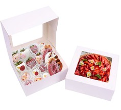 8x8x3 inch Bakery Boxes with Window Chocolate Strawberry Boxes for Pie Cake Cupc - £30.95 GBP