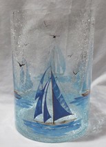 Yankee Candle Clear Crackle Large Jar Holder J/H SAILBOATS multi-color blues - £57.16 GBP