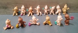 Vintage 1988 LJN Toys Oodles 2.5&quot; Mini Baby Figures 14 pc Baby Shower Toy - £87.24 GBP