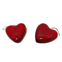 Vintage Red Heart Paper Mache Christmas Valentines Day Ornaments 2.5&quot; Lot of 2 - £7.09 GBP