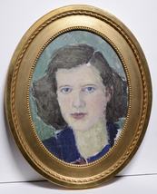 Blue-Eyed Young Woman Portrait Framed Oval by Swedish Master early 20th century - £534.90 GBP