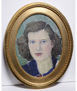 Blue-Eyed Young Woman Portrait Framed Oval by Swedish Master early 20th ... - £532.53 GBP