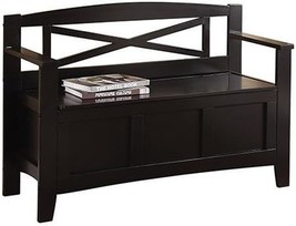 Metro X-Back Style Wood Entry Way Bench With Storage, Black Finish, From... - £128.78 GBP