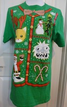 Christmas t shirt Santa Abominable snowman  Christmas tree Cat 100% HD C... - $18.80