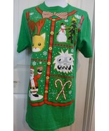 Christmas t shirt Santa Abominable snowman  Christmas tree Cat 100% HD C... - $25.71 CAD