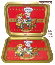 Set of 2 Vintage 1998 Campbell Kids Soup Metal Tin TV Trays - £21.75 GBP