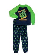 Minecraft Boy&#39;s Creeper Mob Polyester Jersey and Fleece Pajama Set, Size... - $24.74