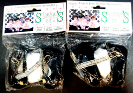 2 Syndees Crafts Pretty Black Dress Shoes Socks Medium Doll New 62001 - £11.86 GBP