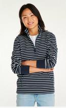 L L Bean Womens Ultrasoft Navy Blue &amp; White Stripe 1/4 Zip Pullover Top:... - $580.47 MXN