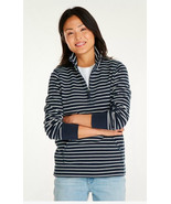 L L Bean Womens Ultrasoft Navy Blue &amp; White Stripe 1/4 Zip Pullover Top:... - $580.47 MXN