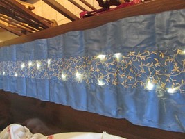 &quot;EMBELLISHED LACE PANEL ON  BLUE - LIGHTED TABLE RUNNER&quot; - NEW - $12.89