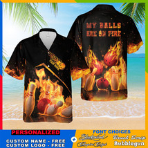 New Flame My Balls Are On Fire Bowling Jersey Custom Short-Sleeve Hawaiian Shirt - £8.20 GBP+