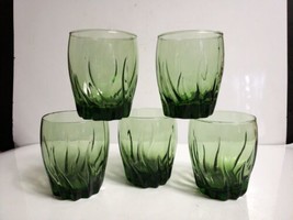 Set of 6 Anchor Hocking CENTRAL PARK IVY GREEN Double Old Fashioned Glas... - £19.46 GBP