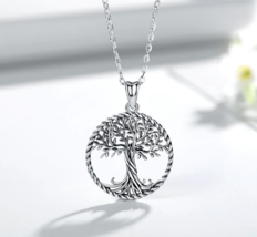 Authentic 925 Sterling Silver Tree of Life Twisted Oak Pendant Necklace - £71.10 GBP