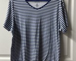 Croft &amp; Barrow Short Sleeved T shirt Womens Plus Size 1X Cotton Blue Stripe - £8.47 GBP