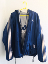 VTG Adidas Reversible Windbreaker Puffer Jacket Navy Blue Men&#39;s Size Lar... - £64.42 GBP