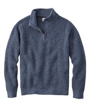 LL Bean Organic Cotton Waffle Sweater Quarter Zip Mens Size L Vintge Ind... - $49.99