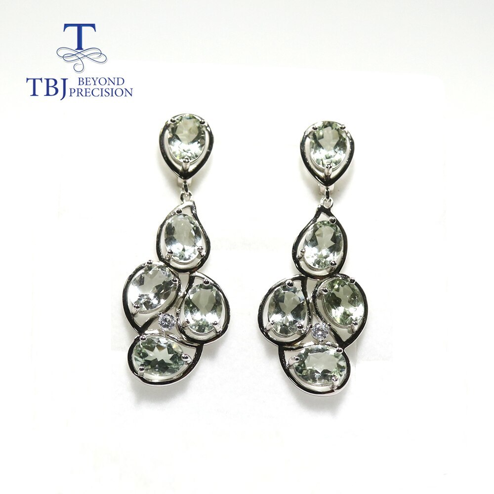 15ct green amethyst gemstone big party clasp earring party 925 sterling luxury j - £196.28 GBP