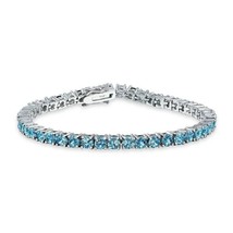 4mm Round Cut Blue Topaz Tennis Bracelet 14K White Gold Plated 7&quot; Women&#39;s Gifts - £73.13 GBP