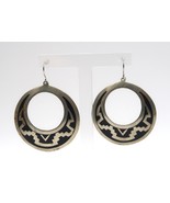 Vtg Mexico Alpaca Black &amp; Silver Tone Dangle Earrings Southwestern Style - $556.74 MXN