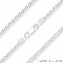 3.3mm Wheat Link Italian Spiga Chain Necklace in Solid 925 Italy Sterling Silver - £51.75 GBP+