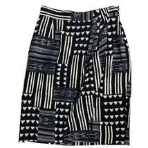 Vintage Jones New York Faux Wrap Skirt S Black Cream Wool Geometric Line... - $37.19