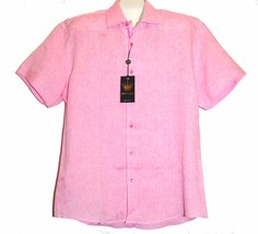 Bertigo Pink Linen Stylish Men&#39;s Shirt Size XL 5 - $93.20