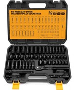 Elead 3/8&#39;&#39; Drive Impact Socket Set - 50-Piece Shallow &amp; Deep, Ratchet H... - £42.57 GBP