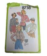 18/40 Vintage 1970s Sewing Pattern Simplicity 8738 Blouses Plus Size - $94.58 MXN