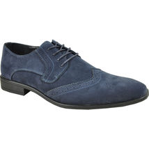 BRAVO KING-3 Dress Shoe Classic Faux Suede Leather Lining Wide Width Blue - £31.93 GBP+