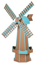 41&quot; POLY WINDMILL Cedar &amp; Aruba Blue Working Dutch Garden Weathervane Am... - £431.54 GBP