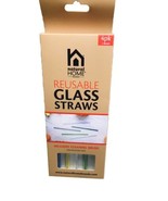 Natural Home 4 Pack Reausable Glass Straws:W/Cleaning Brush/Diswasher Safe - £6.93 GBP