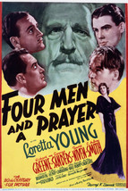 Loretta Young and David Niven and George Sanders in Four Men and a Prayer 16x20  - £55.74 GBP